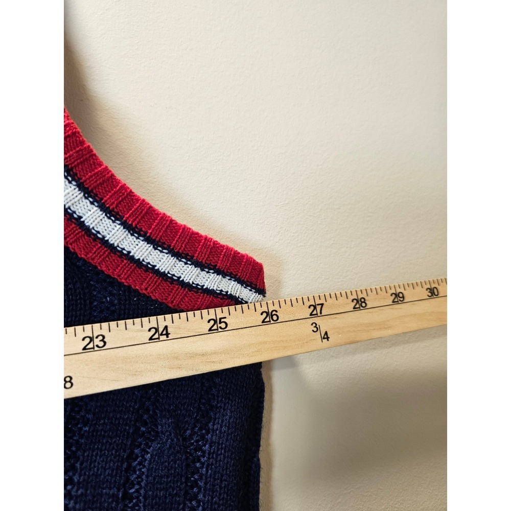 Polo Ralph Lauren Sweater Vest Mens Medium Blue Cable Knit Made in USA - Picture 4 of 5